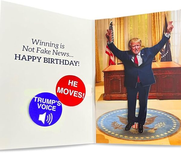 OUR FRIENDLY FOREST Talking & Dancing Trump Birthday Card - Interactive Design with Real Voice