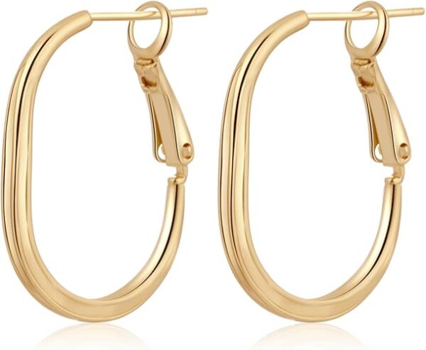 ToHeart 14k Gold Hoop Earrings for Womens Rectangle Hoop Earrings