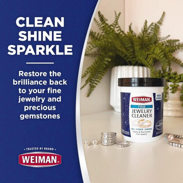 Weiman Fine Jewelry Cleaner Liquid with Cleaning Brush – Restores Shine & Brilliance to Gold, - Image 2