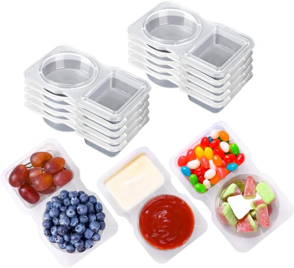 10PCS Double Compartment Condiment Container Reusable Snack Container