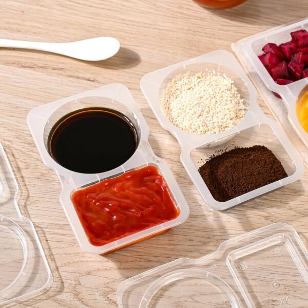 10PCS Double Compartment Condiment Container Reusable Snack Container - Image 2