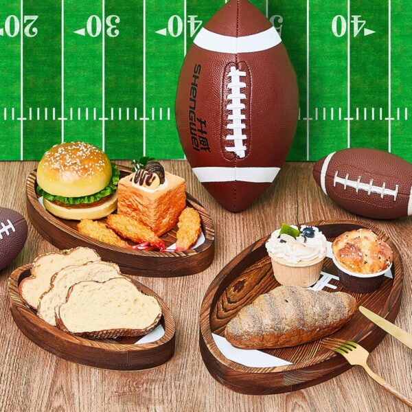 Geetery 3 Pcs Football Serving Trays and Platters Wooden Shaped - Image 3